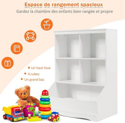 Bibliotheque Multifonctionnelle pour Enfants a 3 Niveaux,Armoire de Rangement pour Jouets pour Enfants(Blanc)