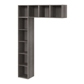 Bibliothéque murale effect chêne grisé GoodHome Atomia H. 187 x l.37 x P. 35 cm