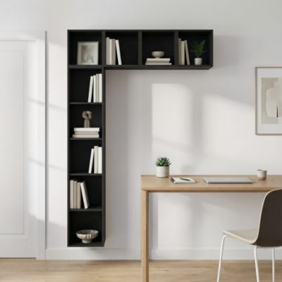 Bibliothéque murale noire GoodHome Atomia H.225 x L.150 x P.35 cm