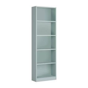 Bibliotheque Pomona, Bibliotheque haute avec 5 Etageres, Etagere de bureau ou de chambre,, 52x25h80 cm, Vert Aqua