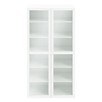 Bibliothèque portes battantes vitrées blanches GoodHome Atomia H. 187,5 x L. 100 x P. 37 cm
