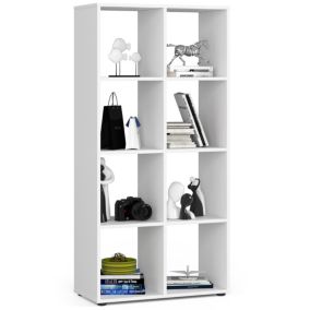 Bibliotheque QUAD Blanche 70,5 cm façade Blanche 8 étagères 70,5x33x144 cm