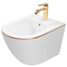 Bidet suspendu REA Carlo mini white gold edge