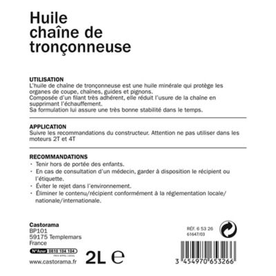 Bidon d'huile pour chaîne de tronçonneuse Diall 2L
