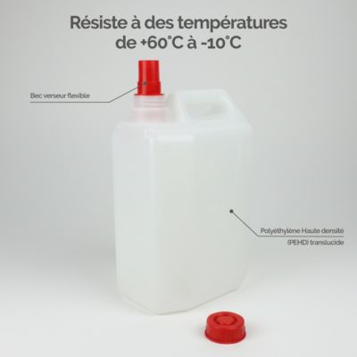 Bidon, jerrican en plastique (PEHD) pour usage alimentaire avec bouchon - 20L - Linxor