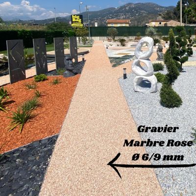 BIG BAG de 750KG - 10M² Gravier Marbre Rose 6/9 mm - Livraison STANDARD