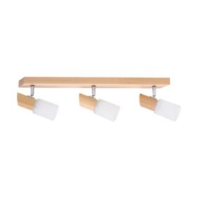 Birgit Plafonnier 3xE14 Max.40W Bois de Bouleau/Verre d'Albâtre