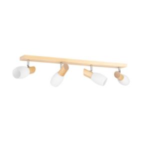 Birgit Plafonnier 4xE14 Max.40W Bois de Bouleau/Verre Blanc