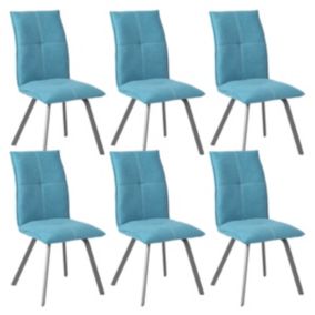 BISPO - Lot de 6 Chaises Tissu Coloris Bleu