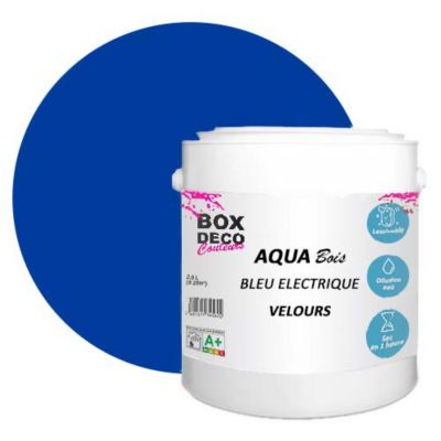 Bleu Electrique Peinture meuble bois acrylique aspect velours-satin Aqua Bois - Bleu Electrique - 2.5L