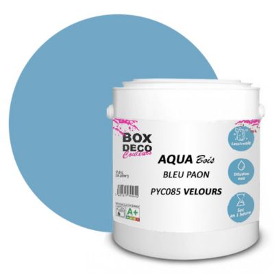 Bleu Paon Peinture meuble bois acrylique aspect velours-satin Aqua Bois - Bleu Paon - 2.5L