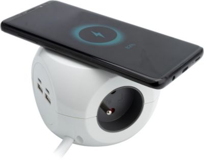 Bloc 3 prises Zenitech avec 2 USB A et USB C et chargeur à induction