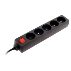 Bloc 5 prises 16A 2P+T + interrupteur - Noir - Zenitech