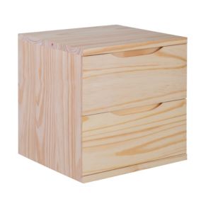 Bloc avec 2 tiroirs en pin massif pour étagère cube