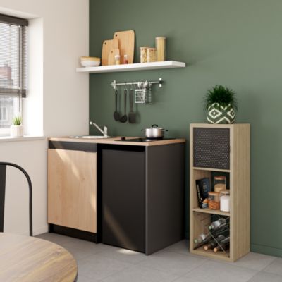 Bloc avec porte en métal pour étagère cube GoodHome Mixxit noir