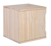 Bloc avec porte en pin massif pour étagère cube
