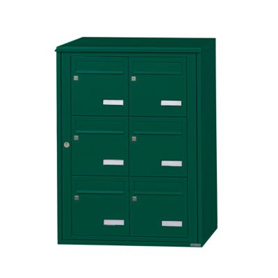 Bloc collectif leabox.com, 2x3, grade 3, simple face, Extérieur, fixation murale, Vert mousse RAL 6005 finition brillante