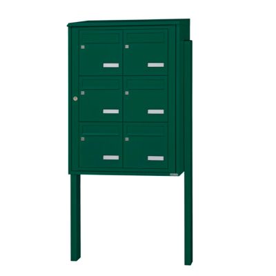 Bloc collectif leabox.com, 2x3, grade 3, simple face, Extérieur, fixation sur pieds à sceller, Vert mousse RAL 6005  brillant