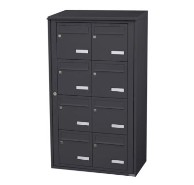 Bloc collectif leabox.com, 2x4, grade 3, simple face, Extérieur, fixation murale, Gris anthracite RAL 7016 finition brillante