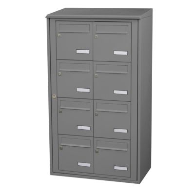 Bloc collectif leabox.com, 2x4, grade 3, simple face, Extérieur, fixation murale, Gris poussière RAL 7037 finition brillante