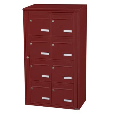 Bloc collectif leabox.com, 2x4, grade 3, simple face, Extérieur, fixation murale, Rouge brun RAL 3011 finition brillante