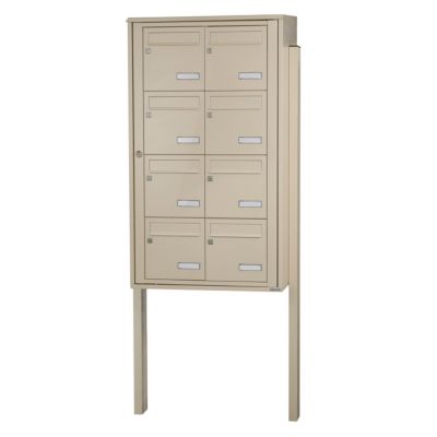 Bloc collectif leabox.com, 2x4, grade 3, simple face, Extérieur, fixation sur pieds à sceller,  Ivoire RAL 1015  brillant