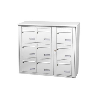 Bloc collectif leabox.com, 3x3, grade 3, simple face, Extérieur, fixation murale, Blanc neige RAL 9016 finition brillante