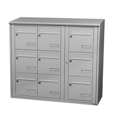 Bloc collectif leabox.com, 3x3, grade 3, simple face, Extérieur, fixation murale, Gris clair RAL 7035 finition brillante