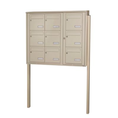 Bloc collectif leabox.com, 3x3, grade 3, simple face, Extérieur, fixation sur pieds à sceller,  Ivoire RAL 1015  brillant