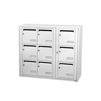 Bloc collectif leabox.com, 3x3, grade 3, simple face, Intérieur, fixation murale, Blanc neige RAL 9016 finition brillante
