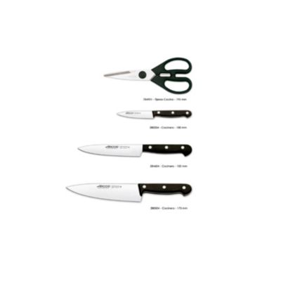 Bloc de 3 couteaux + ciseaux noir Arcos 285000 universel
