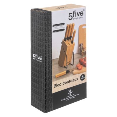 Bloc de rangement avec 5 couteaux 5Five bambou