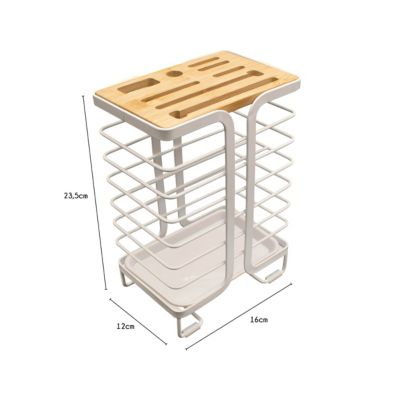 Bloc de rangement pour couteaux en bambou et métal blanc Box & Beyond