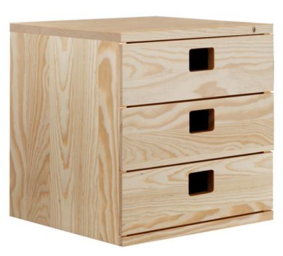 Bloc Dinamic en pin avec 3 tiroirs 36,2x36,2x33 cm