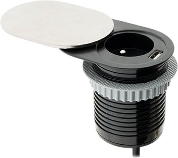 Bloc encastrable compact 1 prise + 1 port USB Otio