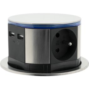 Bloc encastrable compact 3 prises + 2 ports USB Otio