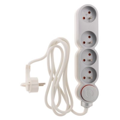 Bloc Home 4 prises 16A 2P+T câble 1,5m - Argent - Zenitech