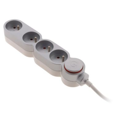 Bloc Home 4 prises 16A 2P+T câble 1,5m - Argent - Zenitech