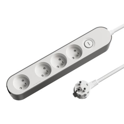 Bloc multiprise 4 ports Jacobsen blanc et gris