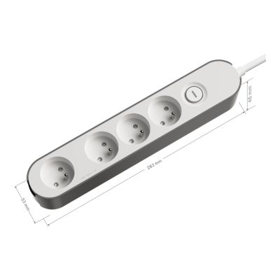 Bloc multiprise 4 ports Jacobsen blanc et gris