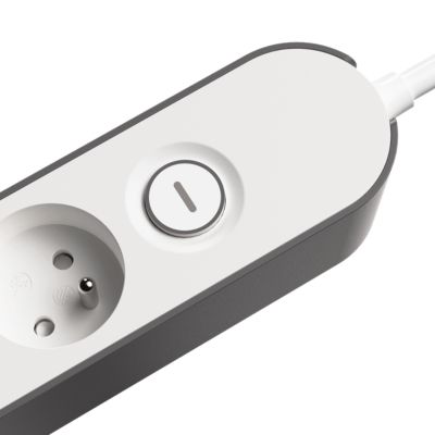 Bloc multiprise 4 ports Jacobsen blanc et gris