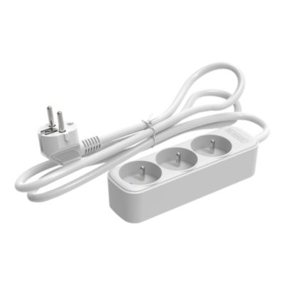 Bloc multiprise blanc 3 prises 2P+T 1 m