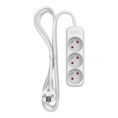 Bloc multiprise blanc 3 prises 2P+T 1 m