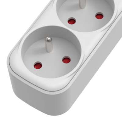 Bloc multiprise blanc 3 prises 2P+T 1 m