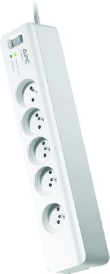 Bloc parafoudre 5 prises 2P+T (2300W) - Blanc - Schneider