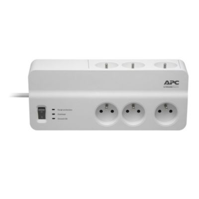 Bloc parafoudre 6 prises 2P+T (2300W) - Blanc - Schneider