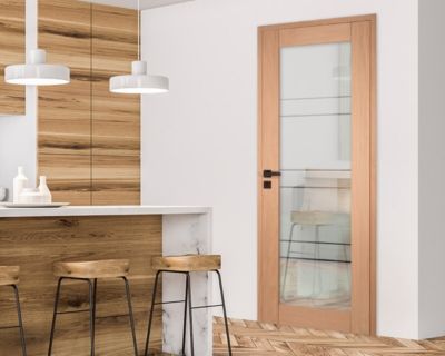 Bloc porte 1 Vitrage CASSIOPEIA bois chêne européen 2040 x 830 Gauche