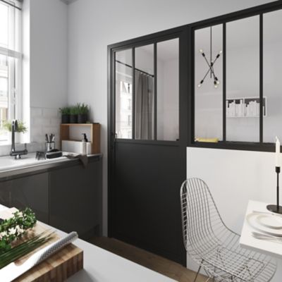 Bloc porte 3 vitrages poussant droit H 204 X L 83 cm