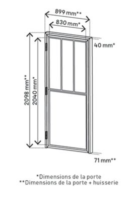 Bloc porte 3 vitrages poussant gauche H 204 X L 83 cm