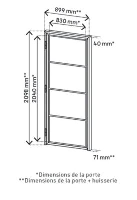 Bloc porte 4 vitrages poussant gauche H 204 X L 83 cm